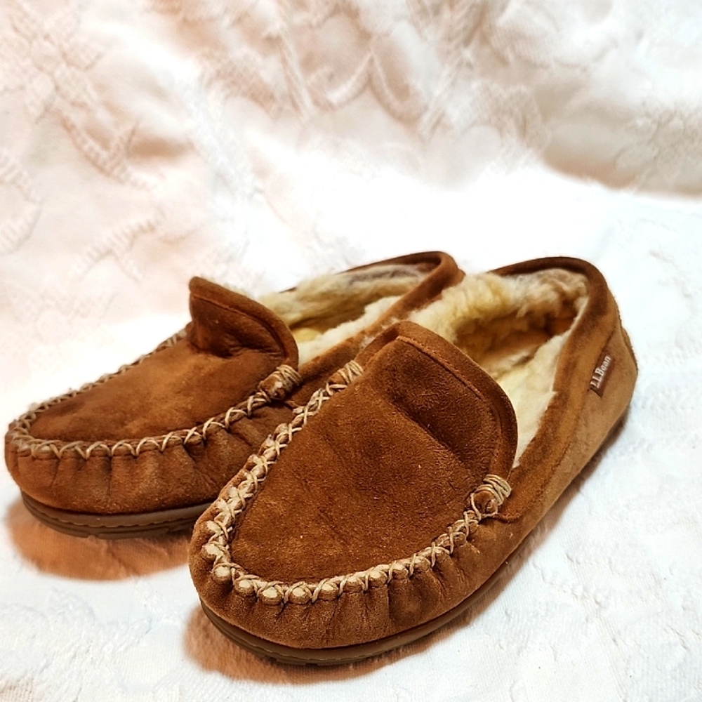 L.L. Bean Tan Shearling Moccasins